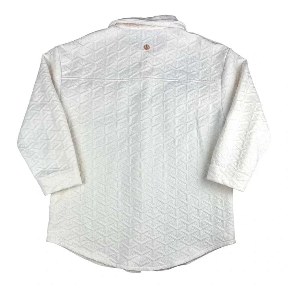 Simply Southern Cream Geometric Quilted Snap Front Shacket Shirt Jacket Small